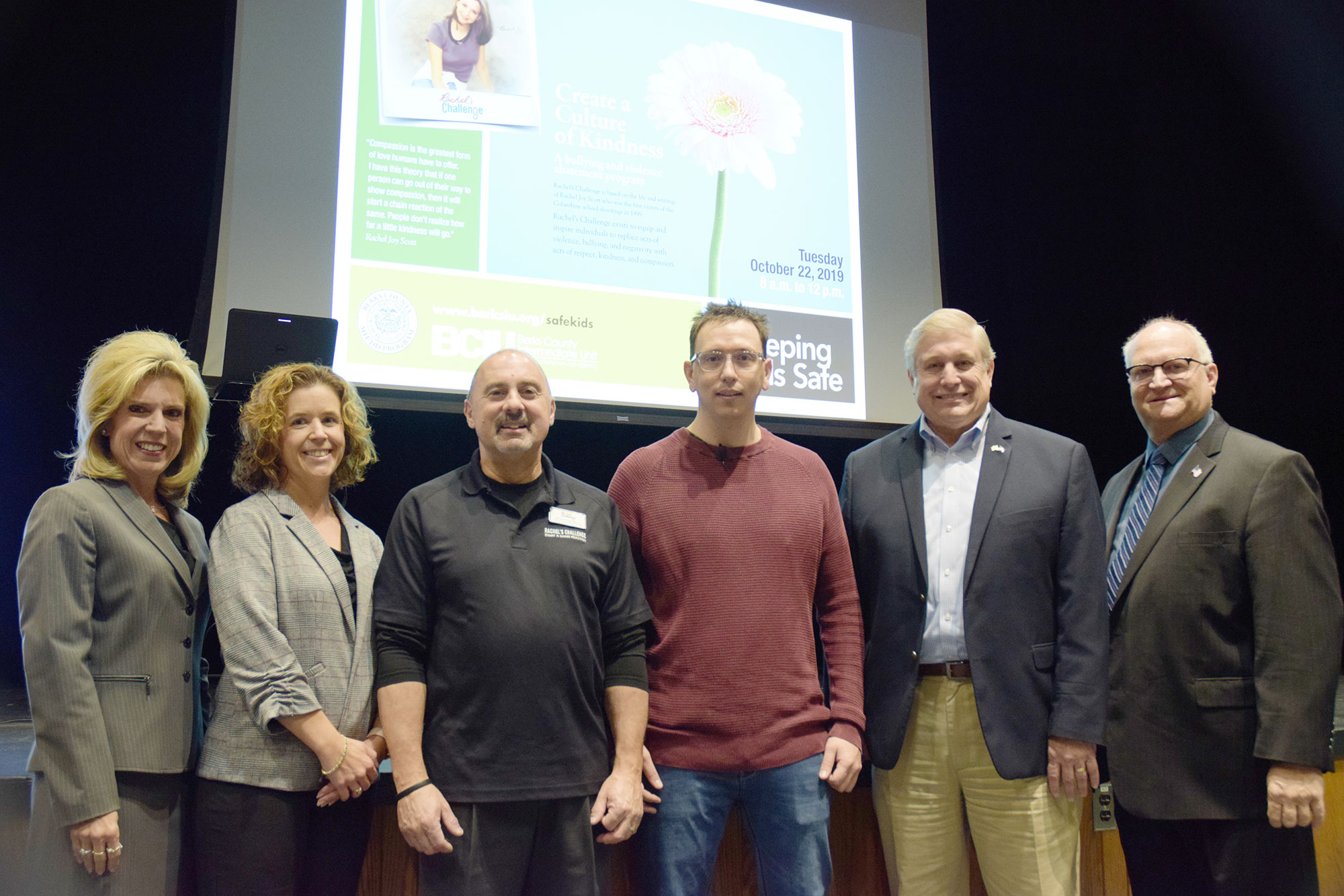 Michael Scott (center) of Rachel's Challenge with BCIU leadership and local officials before the 2019 Keeping Kids Safe Symposium