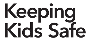 Stylized sans serif text that says "Keeping Kids Safe"