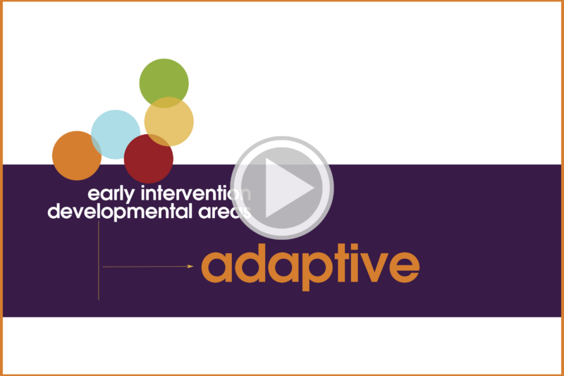 Screenshot of the title slide for a video titled Early Intervention Developmental Areas: Adaptive