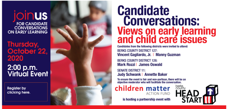 Screenshot of an invitation to Candidate Conversations, views on early learning and child care issues